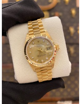 (LIKE NEW) 2005 ROLEX LADY DATEJUST REF 69178 18K 750 YELLOW GOLD DIAMOND DIAL 26MM AUTOMATIC WATCH 