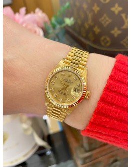 (LIKE NEW) 2005 ROLEX LADY DATEJUST REF 69178 18K 750 YELLOW GOLD DIAMOND DIAL 26MM AUTOMATIC WATCH 