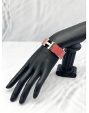 HERMES CLIC CLAC H BRACELET IN PASTEL RED WITH SILVER PLATED HARDWARE