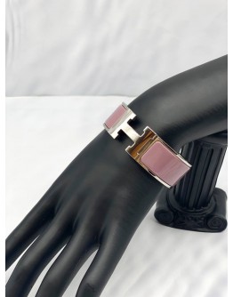 HERMES CLIC CLAC H BRACELET IN LAVENDER PURPLE WITH SILVER PLATED HARDWARE