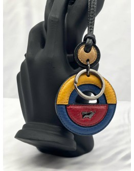 (UNUSED) BRAUN BUFFEL BLACK / MULTICOLOR KEYCHAIN
