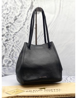 (LIKE NEW) BRAUN BUFFEL BLACK SOFT LEATHER SHOULDER BAG WITH EXTRA COMPARTMENT 