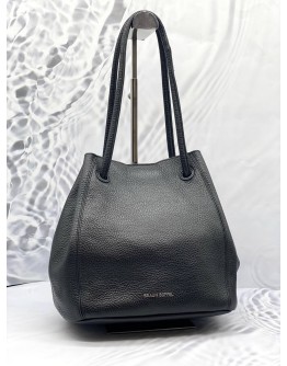 (LIKE NEW) BRAUN BUFFEL BLACK SOFT LEATHER SHOULDER BAG WITH EXTRA COMPARTMENT 