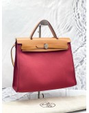 (LIKE NEW) HERMES HERBAG PM 31 CANVAS WITH BROWN CALFSKIN LEATHER CROSSBODY BAG 