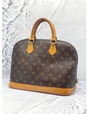 LOUIS VUITTON ALMA PM BROWN MONOGRAM CANVAS GOLD HARDWARE DOUBLE ZIP CLOSURE HANDLE BAG