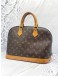 LOUIS VUITTON ALMA PM BROWN MONOGRAM CANVAS GOLD HARDWARE DOUBLE ZIP CLOSURE HANDLE BAG