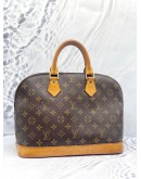 LOUIS VUITTON ALMA PM BROWN MONOGRAM CANVAS GOLD HARDWARE DOUBLE ZIP CLOSURE HANDLE BAG