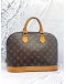 LOUIS VUITTON ALMA PM BROWN MONOGRAM CANVAS GOLD HARDWARE DOUBLE ZIP CLOSURE HANDLE BAG