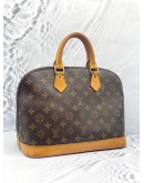 LOUIS VUITTON ALMA PM BROWN MONOGRAM CANVAS GOLD HARDWARE DOUBLE ZIP CLOSURE HANDLE BAG