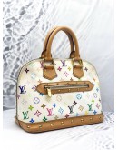 LOUIS VUITTON ALMA PM MULTICOLOR IN WHITE CANVAS GOLD HARDWARE DOUBLE ZIP CLOSURE HANDLE BAG