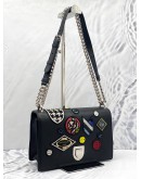 (LIKE NEW) CHRISTIAN DIOR MEDIUM BLACK PATCHWORK DIORAMA BAG 