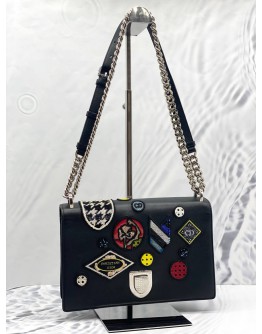 (LIKE NEW) CHRISTIAN DIOR MEDIUM BLACK PATCHWORK DIORAMA BAG 