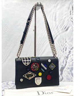 (LIKE NEW) CHRISTIAN DIOR MEDIUM BLACK PATCHWORK DIORAMA BAG 