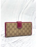 GUCCI BEIGE/MAGENTA GG CANVAS LOVELY HEART CONTINENTAL WALLET 