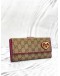 GUCCI BEIGE/MAGENTA GG CANVAS LOVELY HEART CONTINENTAL WALLET 