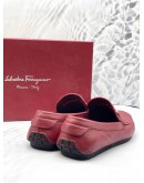 (LIKE NEW) SALVATORE FERRAGAMO RED GANCINI ORNAMENT DRIVER LOAFERS SIZE 6 1/2