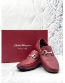 (LIKE NEW) SALVATORE FERRAGAMO RED GANCINI ORNAMENT DRIVER LOAFERS SIZE 6 1/2