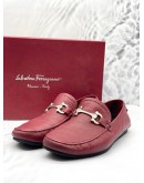 (LIKE NEW) SALVATORE FERRAGAMO RED GANCINI ORNAMENT DRIVER LOAFERS SIZE 6 1/2
