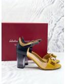 (LIKE NEW) SALVATORE FERRAGAMO BOW ACCENTS PATENT LEATHER SANDALS SIZE 6 1/2