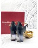 (LIKE NEW) SALVATORE FERRAGAMO BOW ACCENTS PATENT LEATHER SANDALS SIZE 6 1/2