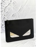 FENDI MONSTER EYES BUGS ZIPPED CLUTCH IN BLACK
