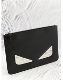 FENDI MONSTER EYES BUGS ZIPPED CLUTCH IN BLACK