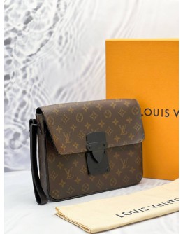 (LIKE NEW) LOUIS VUITTON MONOGRAM S LOCK CLUTCH 