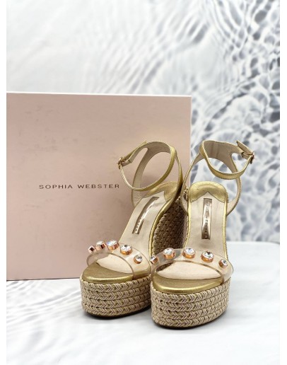 (LIKE NEW) SOPHIA WEBSTER DINA LEATHER-TRIMMED WEDGES ESPADRILLES SIZE 37
