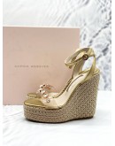 (LIKE NEW) SOPHIA WEBSTER DINA LEATHER-TRIMMED WEDGES ESPADRILLES SIZE 37