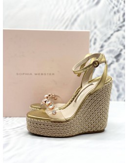 (LIKE NEW) SOPHIA WEBSTER DINA LEATHER-TRIMMED WEDGES ESPADRILLES SIZE 37