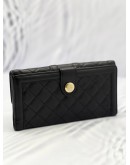 (PRE OWNED) BURBERRY BLACK QUILTED LEATHER TRIM WALLET 