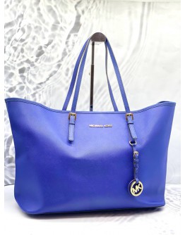 (LIKE NEW) MICHAEL KORS BLUE COWHIDE LEATHER TOTE BAG 