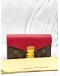 (LIKE NEW) LOUIS VUITTON PORTEFEUILLE PALLAS LONG WALLET RED LEATHER/BROWN MONOGRAM CANVAS 