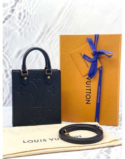 (UNUSED) LOUIS VUITTON PETIT SAC PLAT MONOGRAM EMPREINTE LEATHER BAG -FULL SET-