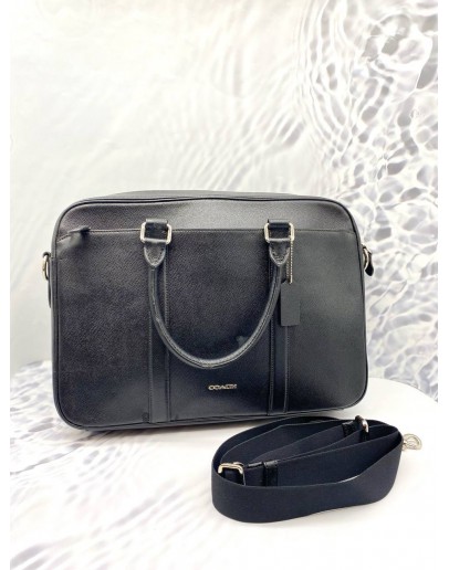 COACH BLACK LEATHER METROPOLITAN SLIM BRIEFCASE