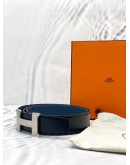 (LIKE NEW) HERMES CONSTANCE H BUCKLE BELT BLACK NAVY BLUE -FULL SET-