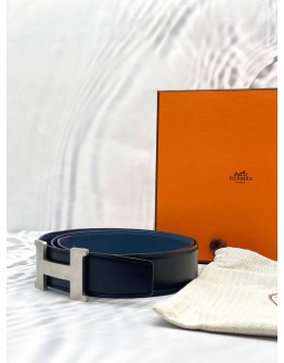 (LIKE NEW) HERMES CONSTANCE H BUCKLE BELT BLACK NAVY BLUE -FULL SET-
