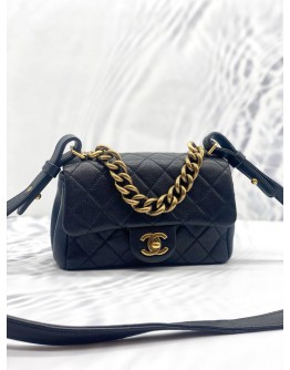 (LIKE NEW) CHANEL BLACK MINI TRAPEZIO FLAP QUILTED CROSSBODY BAG