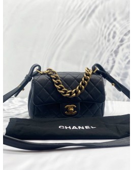 (LIKE NEW) CHANEL BLACK MINI TRAPEZIO FLAP QUILTED CROSSBODY BAG