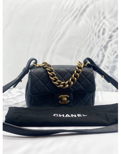 (LIKE NEW) CHANEL BLACK MINI TRAPEZIO FLAP QUILTED CROSSBODY BAG