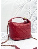 (LIKE NEW) CHANEL LAMBSKIN QUILTED SMALL HOBO RED -FULL SET-