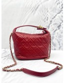 (LIKE NEW) CHANEL LAMBSKIN QUILTED SMALL HOBO RED -FULL SET-