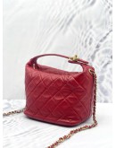 (LIKE NEW) CHANEL LAMBSKIN QUILTED SMALL HOBO RED -FULL SET-