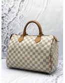 LOUIS VUITTON SPEEDY 30 WHITE DAMIER AZUR HANDLE BAG IN GOLD HARDWARE