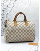 LOUIS VUITTON SPEEDY 30 WHITE DAMIER AZUR HANDLE BAG IN GOLD HARDWARE