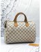 LOUIS VUITTON SPEEDY 30 WHITE DAMIER AZUR HANDLE BAG IN GOLD HARDWARE