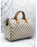 LOUIS VUITTON SPEEDY 30 WHITE DAMIER AZUR HANDLE BAG IN GOLD HARDWARE