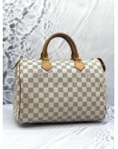 LOUIS VUITTON SPEEDY 30 WHITE DAMIER AZUR HANDLE BAG IN GOLD HARDWARE