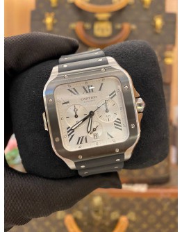 (UNUSED) 2022 CARTIER SANTOS CHRONOGRAPH XL 4183 REF WSSA0017 WHITE DIAL 43.3MM x 51MM AUTOMATIC WATCH -FULL SET-