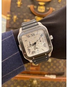 (UNUSED) 2022 CARTIER SANTOS CHRONOGRAPH XL 4183 REF WSSA0017 WHITE DIAL 43.3MM x 51MM AUTOMATIC WATCH -FULL SET-